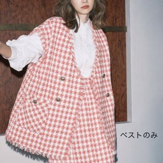 COEL ピンク 千鳥柄ツイードベストの通販 by 商品説明を読んで COEL ピンク 千鳥柄ツイードベストの通販 by 商品説明を読んで