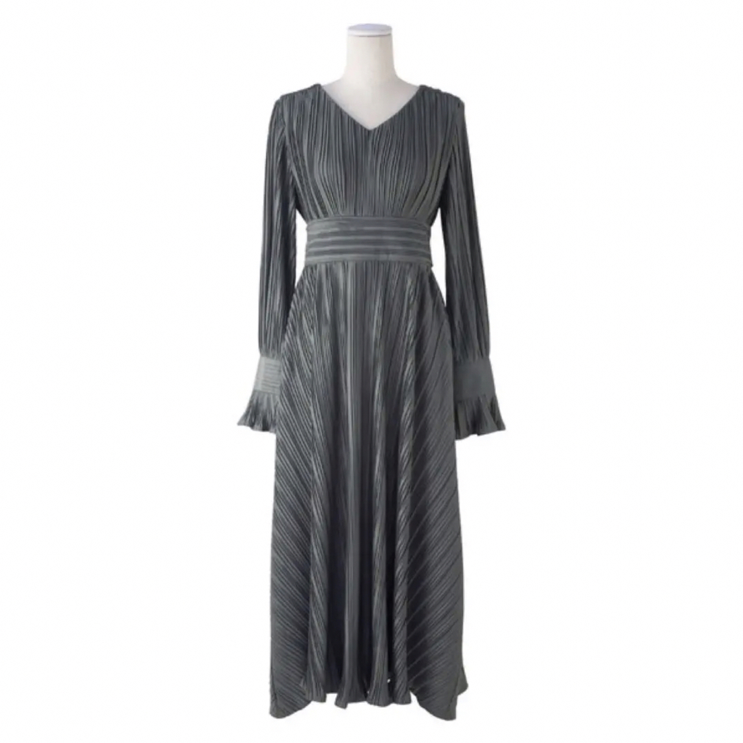 新品タグ付　グレー　Verona Frill Pleat Dress