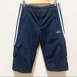 アディダス(adidas)の【897】adidas ハーフパンツ　クロップドパンツ　３本ライン　ネイビー(ハーフパンツ)