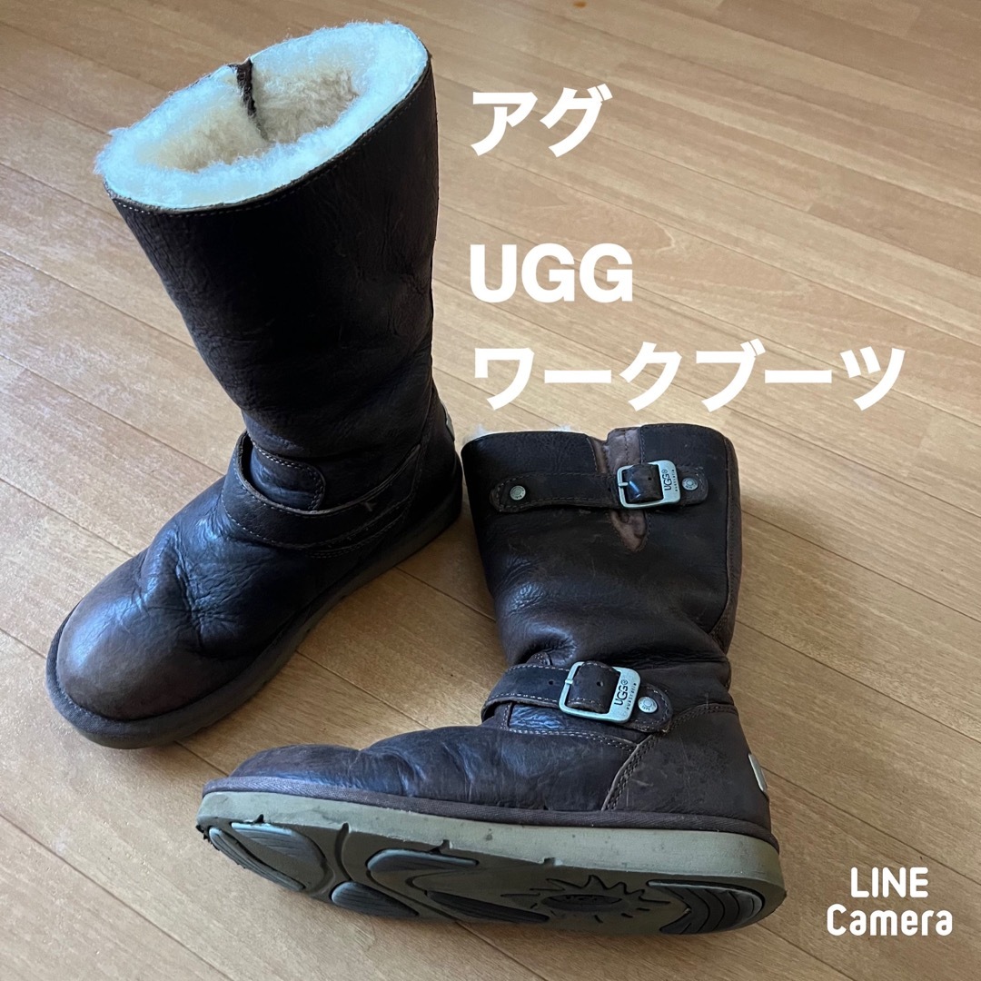UGG(アグ)の最終　アグ　UGG  本革レザームートンワークブーツ　エンジニアブーツ　24 レディースの靴/シューズ(ブーツ)の商品写真