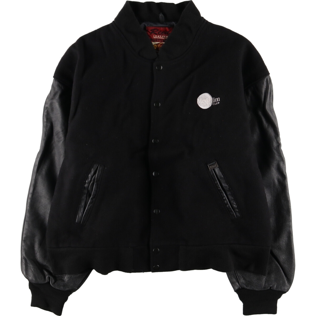 古着 Reed SPORTSWEAR 袖革ウールスタジャン アワードジャケット バー