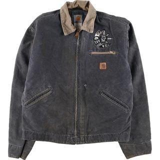 【超雰囲気系】Carhartt デトロイトジャケット レザーパッチ グレー 灰