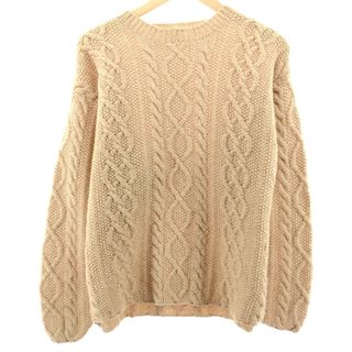 HAND KNIT ハンドニット ジェイクルー J.Crew ケーブル編み Vネック フィッシャーマン アランニットセーター レディースXL /eaa335128