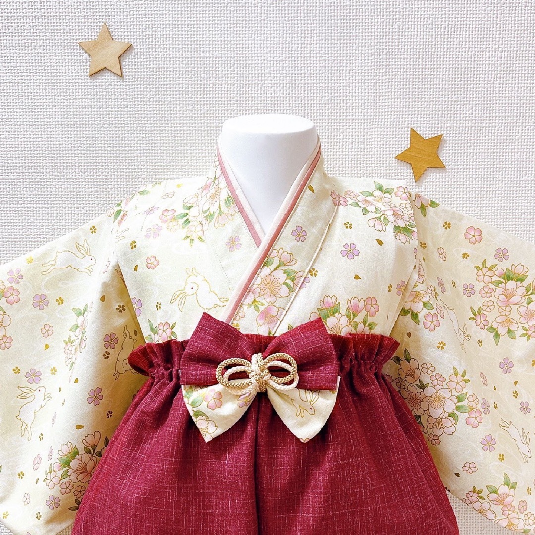 ハンドメイド✿ベビー袴+お花のヘアバンドの通販 by berry_garden28