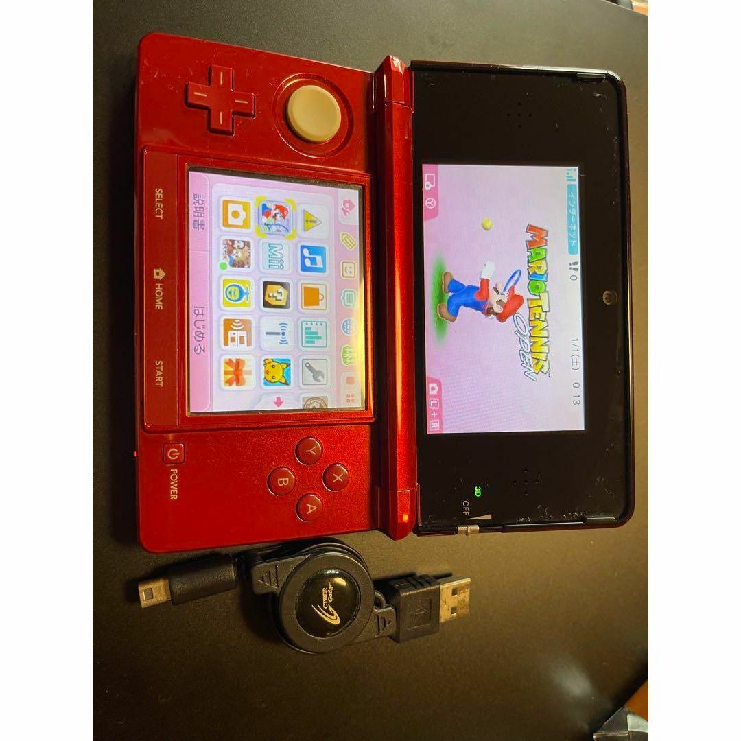 ニンテンドー3DS - ニンテンドー3DS フレアレッド ソフト3本、メモリ2G