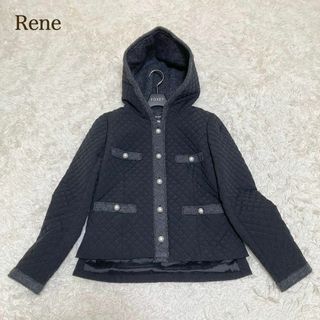 René - ルネ TISSUE 定価12万 ツイード ノーカラージャケット rene の