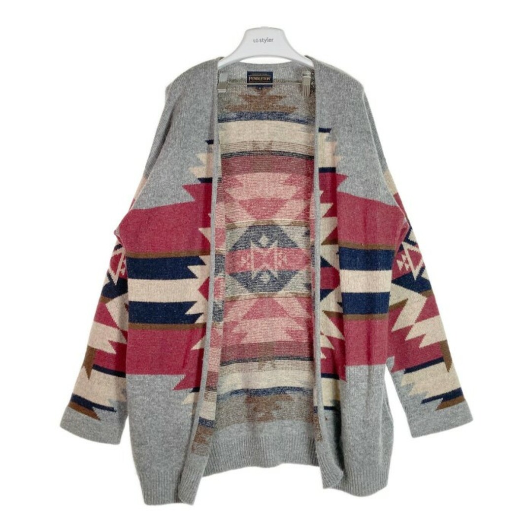 PENDLETON(ペンドルトン)の★PENDLETON × niko and...  76925500 別注 ペンドルトンコラボ ニコアンド Vロングカーディガン ウール グレー sizeM メンズのトップス(ニット/セーター)の商品写真