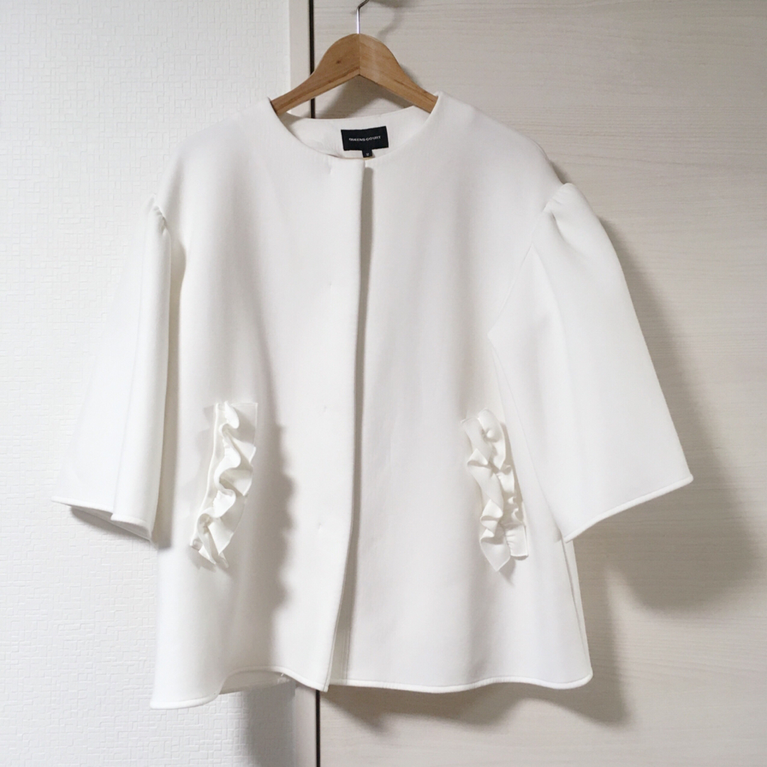 完売商品【美品】QUEENS COURT フリルポケットジャケット 白 日本製