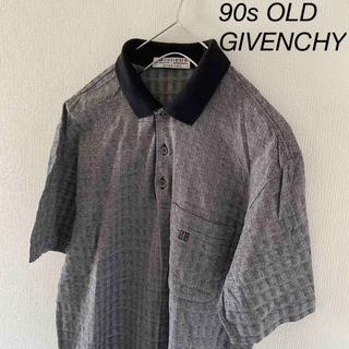 90'sOLDGIVENCHYジバンシィージバンシー半袖ポロシャツtシャツL灰黒