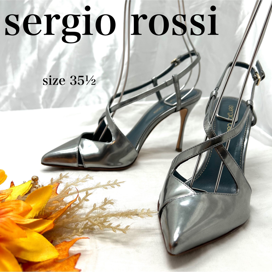 Sergio Rossi - 【美品】セルジオロッシ アシメトリーシルバーパンプス