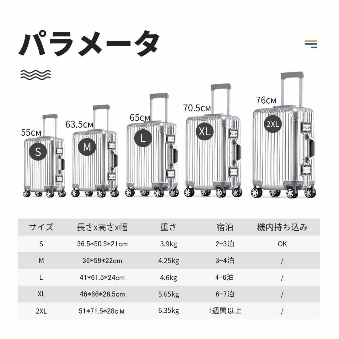 【色: ブラックxシルバー】[Manatsulife] スーツケース キャリーケ