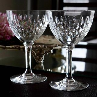 バカラ(Baccarat)の美品★オールドバカラBaccarat【パリ】デザートワイングラス ペア★希少人気(グラス/カップ)