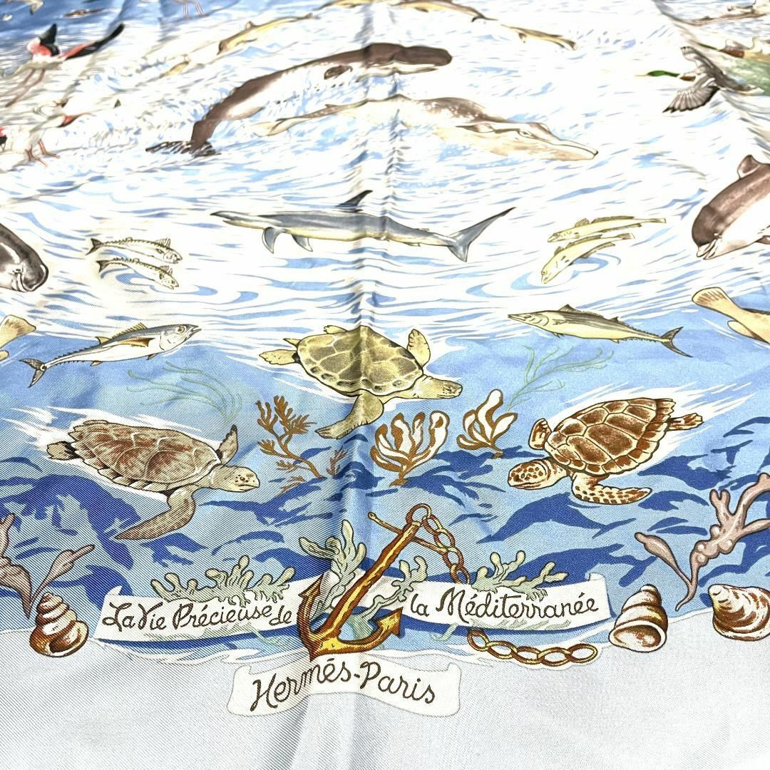 HERMES - エルメス 地中海の貴重な生命 スカーフ カレ90 タグ HERMES - エルメス 地中海の貴重な生命 スカーフ カレ90 タグ