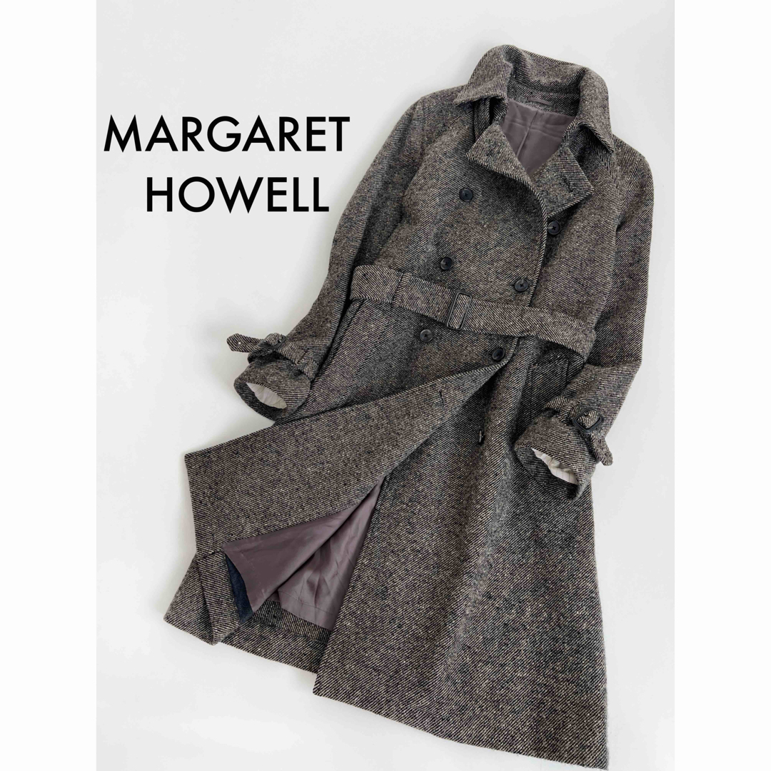 MARGARET HOWELL ツイード ロングコート チェスターコート-