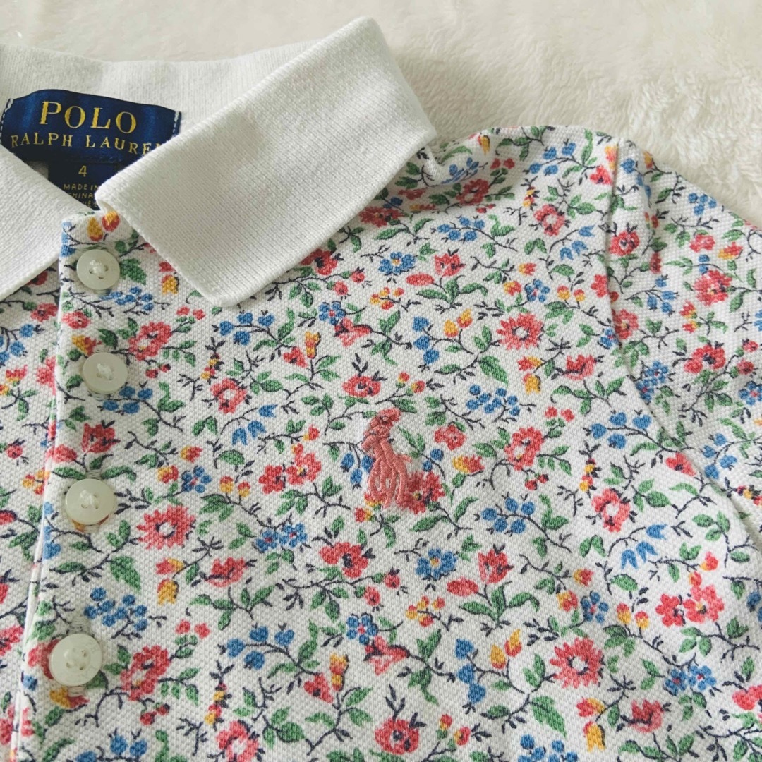 POLO RALPH LAUREN(ポロラルフローレン)の極美品★ポロ ラルフローレン★ワンピース★花柄★ホワイト★100〜110 キッズ/ベビー/マタニティのキッズ服女の子用(90cm~)(ワンピース)の商品写真