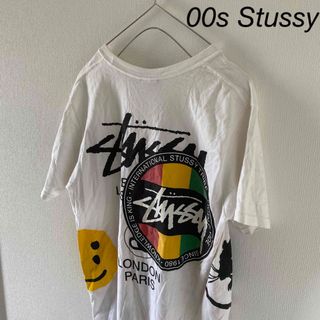 00'sStussyステューシー半袖tシャツホワイト白ラスタカラーmsメンズ