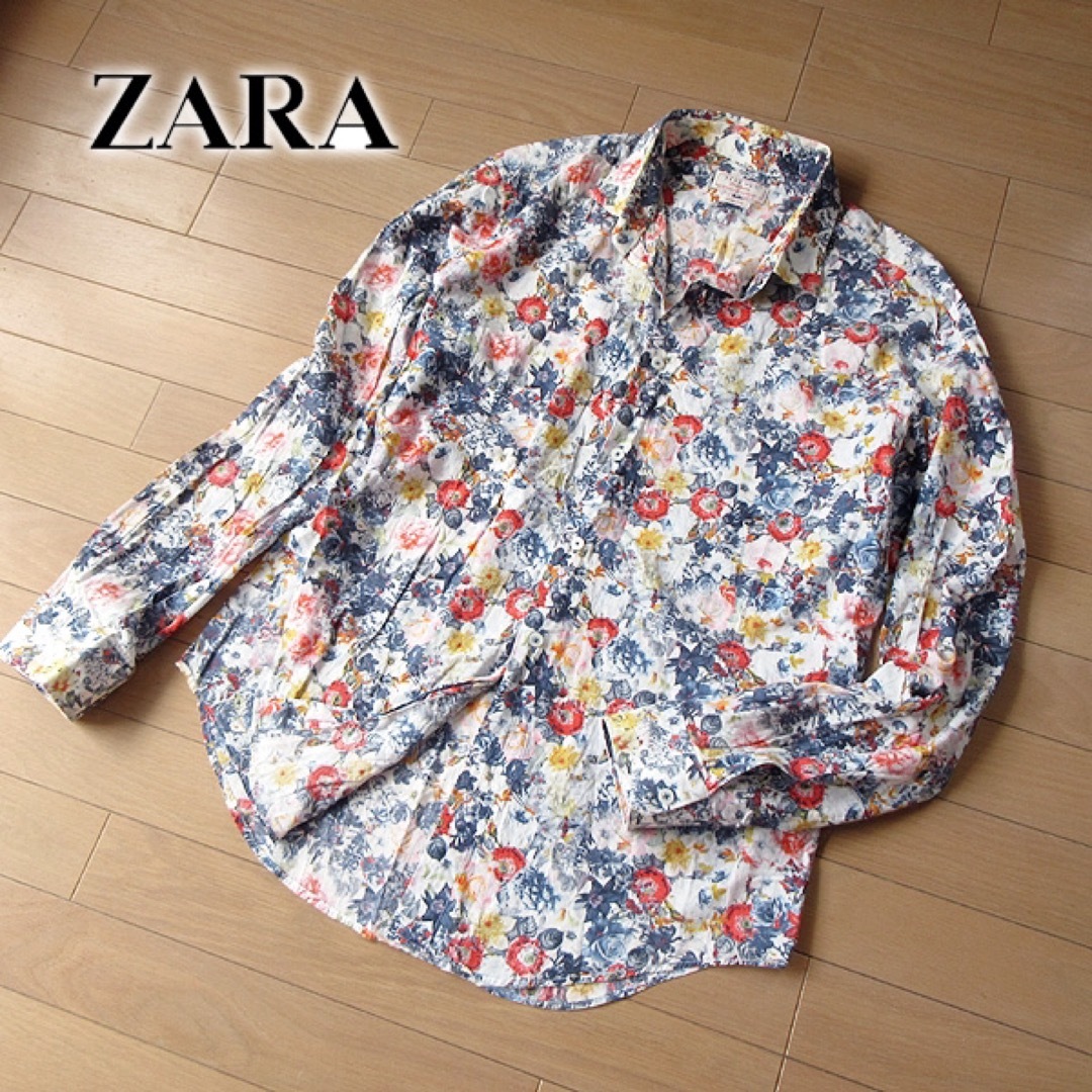 美品　ZARA ザラ  柄シャツ　花柄　シャツ　長袖　XL LL