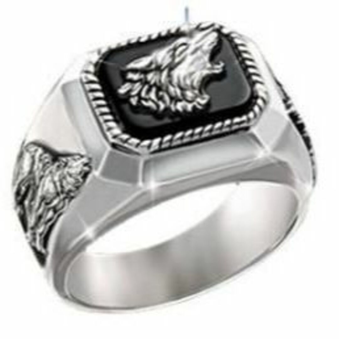 【SALE】リング　指輪　メンズ　シルバー　オオカミ　狼　ウルフ　20号 メンズのアクセサリー(リング(指輪))の商品写真