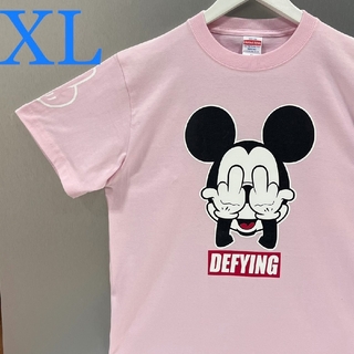 パロディtシャツ 男女兼用  FUCK ミッキー 半袖tシャツ (ピンク）(Tシャツ/カットソー(半袖/袖なし))