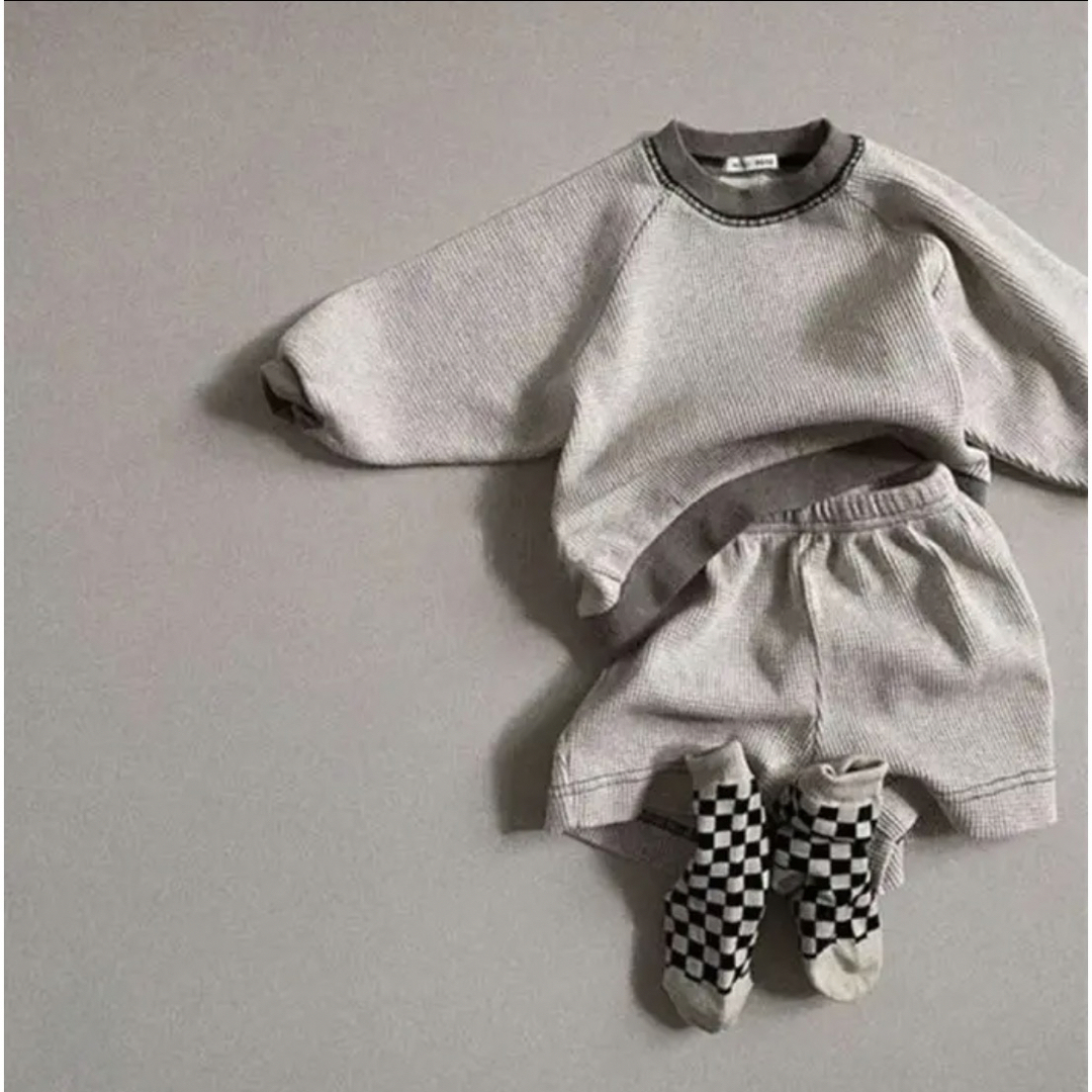 ZARA KIDS(ザラキッズ)の韓国子供服♡ ワッフル　セットアップ キッズ/ベビー/マタニティのキッズ服男の子用(90cm~)(Tシャツ/カットソー)の商品写真