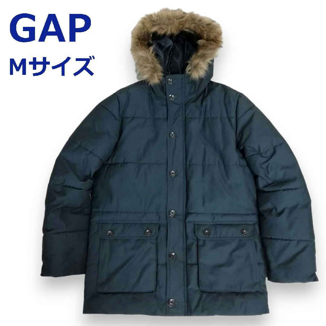 GAP(ギャップ)のGAP　ギャップ　中綿コート　フード　ファー付き　ネイビー メンズのジャケット/アウター(ダウンジャケット)の商品写真