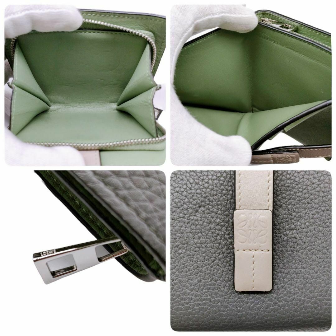 ロエベ 折り財布 コンパクトジップウォレット グレー カーキ ロエベ 折り財布 コンパクトジップウォレット グレー カーキ
