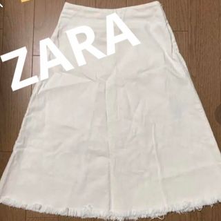 ザラ(ZARA)のザラ ZARA 台形フリンジデニムスカート(ひざ丈スカート)