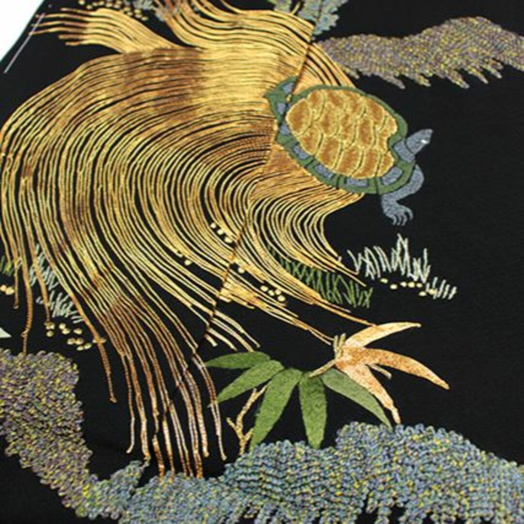 AA3899　誂仕立付黒留袖　美術工芸品総日本刺繍　金駒刺繍 レディースの水着/浴衣(着物)の商品写真