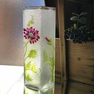 バカラ(Baccarat)の激レア☆美しいオールドバカラBACCARAT大型花瓶30cmケシの花＊クリスタル(花瓶)