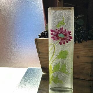 激レア☆美しいオールドバカラBACCARAT大型花瓶30cmケシの花＊クリスタル