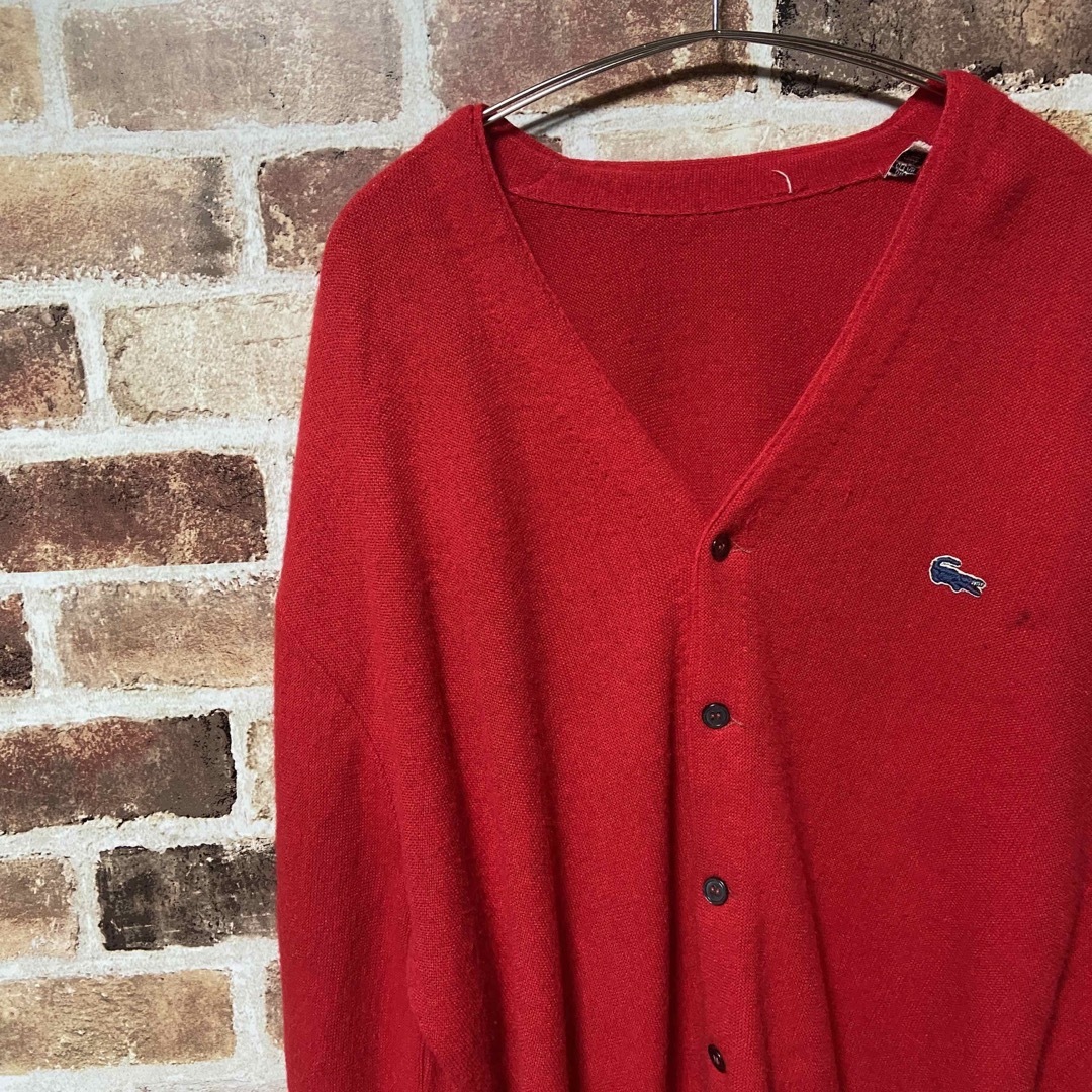 【激レア】LACOSTE 青ワニ 70～80s アクリルカーディガン ニット