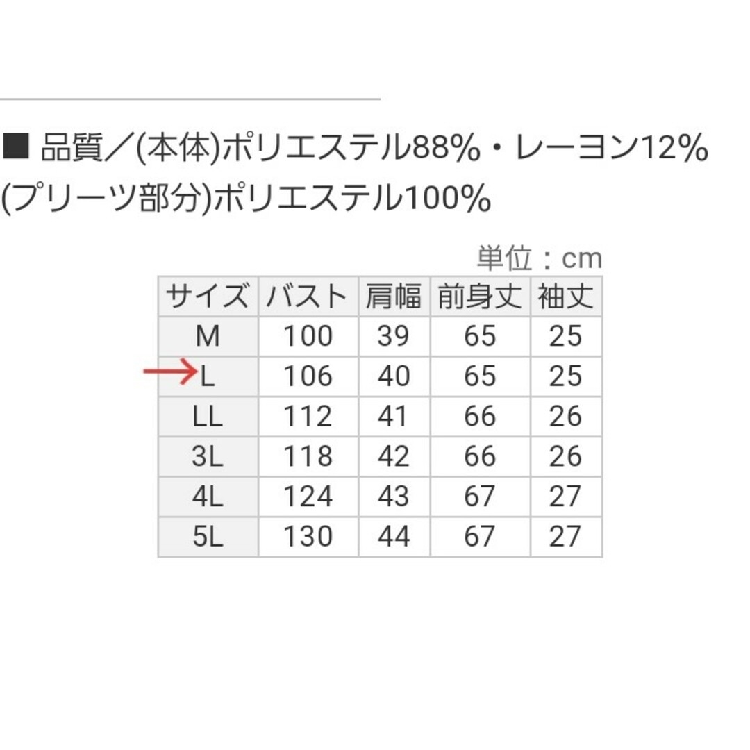 鹿の子素材　裾プリーツ　半袖　L レディースのトップス(カットソー(半袖/袖なし))の商品写真