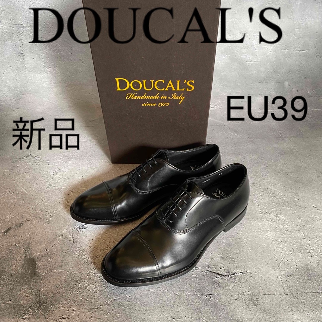 新品 DOUCAL'S キャップトゥ オックスフォードシューズ 革靴 ポリッシュ39Sの新品DOUCAL