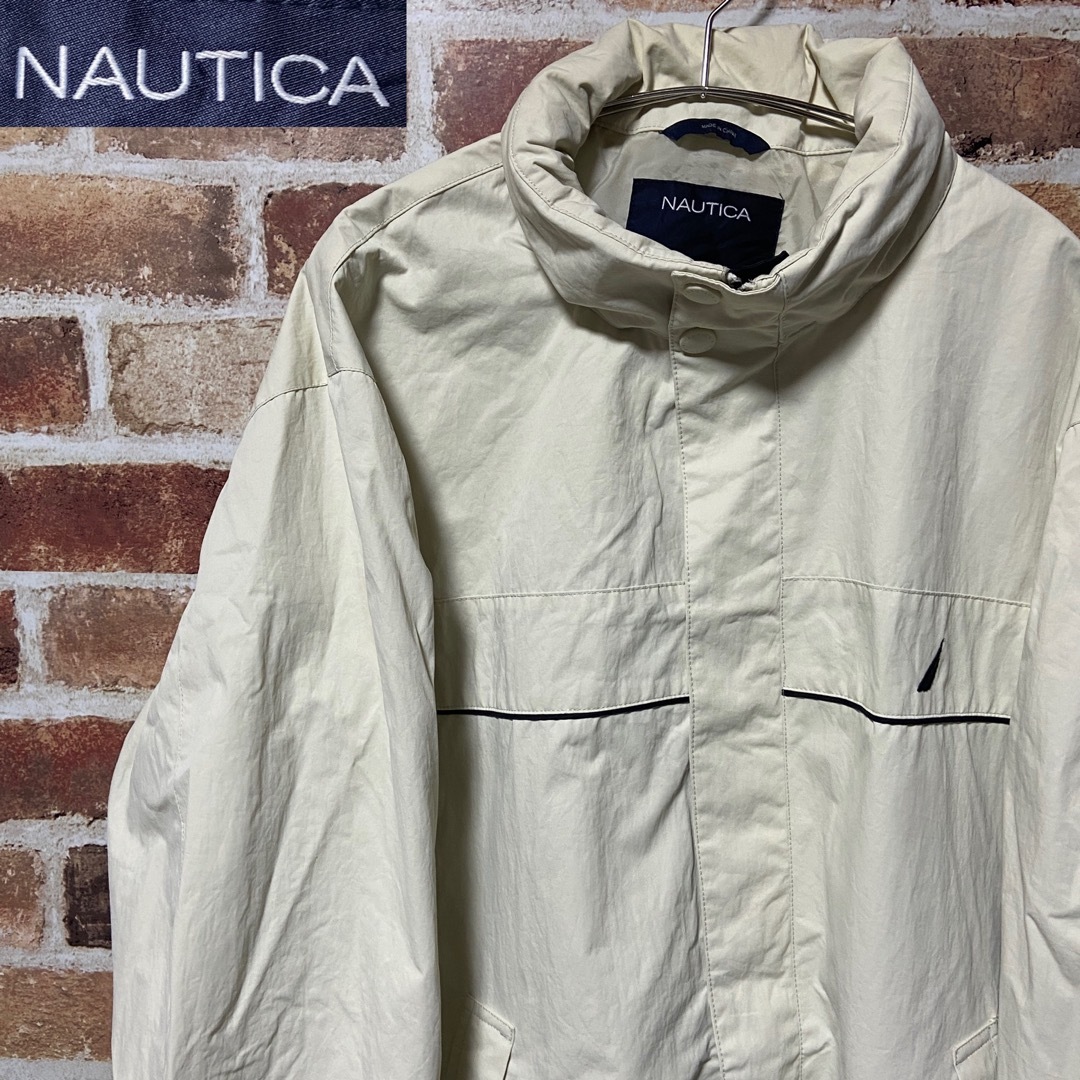 80年代M108 NAUTICA ナイロンジャケット  ホワイトジャケット 刺繍ロゴ