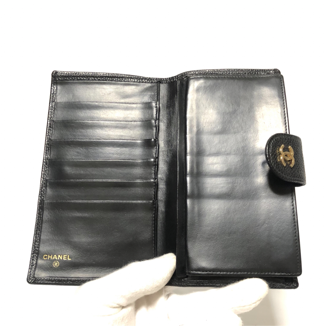 【美品】CHANEL シャネル　ビコローレ　二つ折り財布　がま口　ブラック