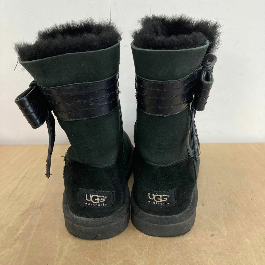 UGG　アグ　ムートンブーツ　リボン型ファー付き   ブラック