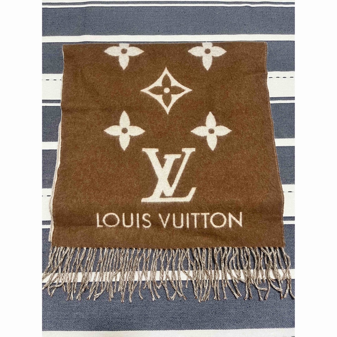 LOUISVUITTON☆美品☆ルイ・ヴィトン　マフラー・レイキャビック　ブラウン