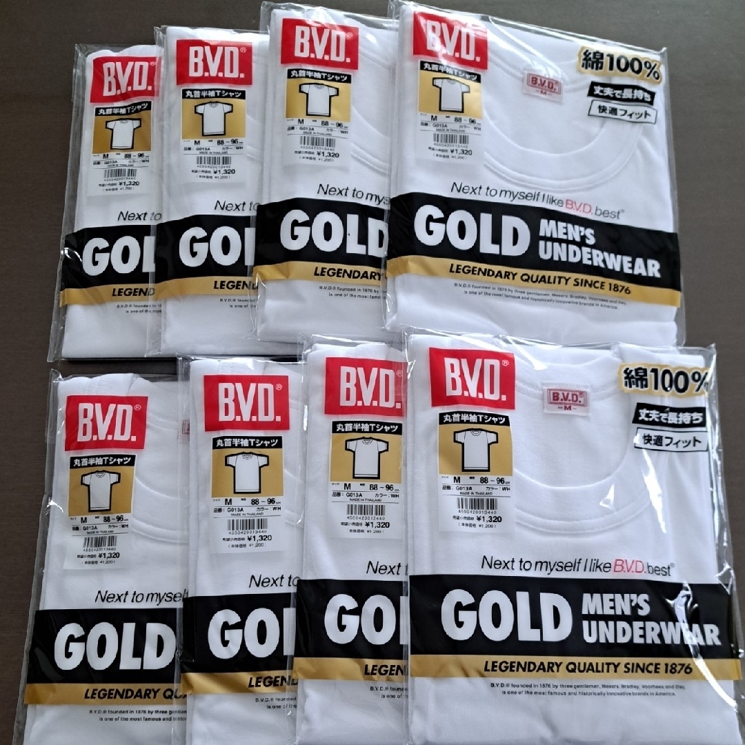 BVD GOLD メンズ 丸首 半袖 Tシャツ　M　8枚