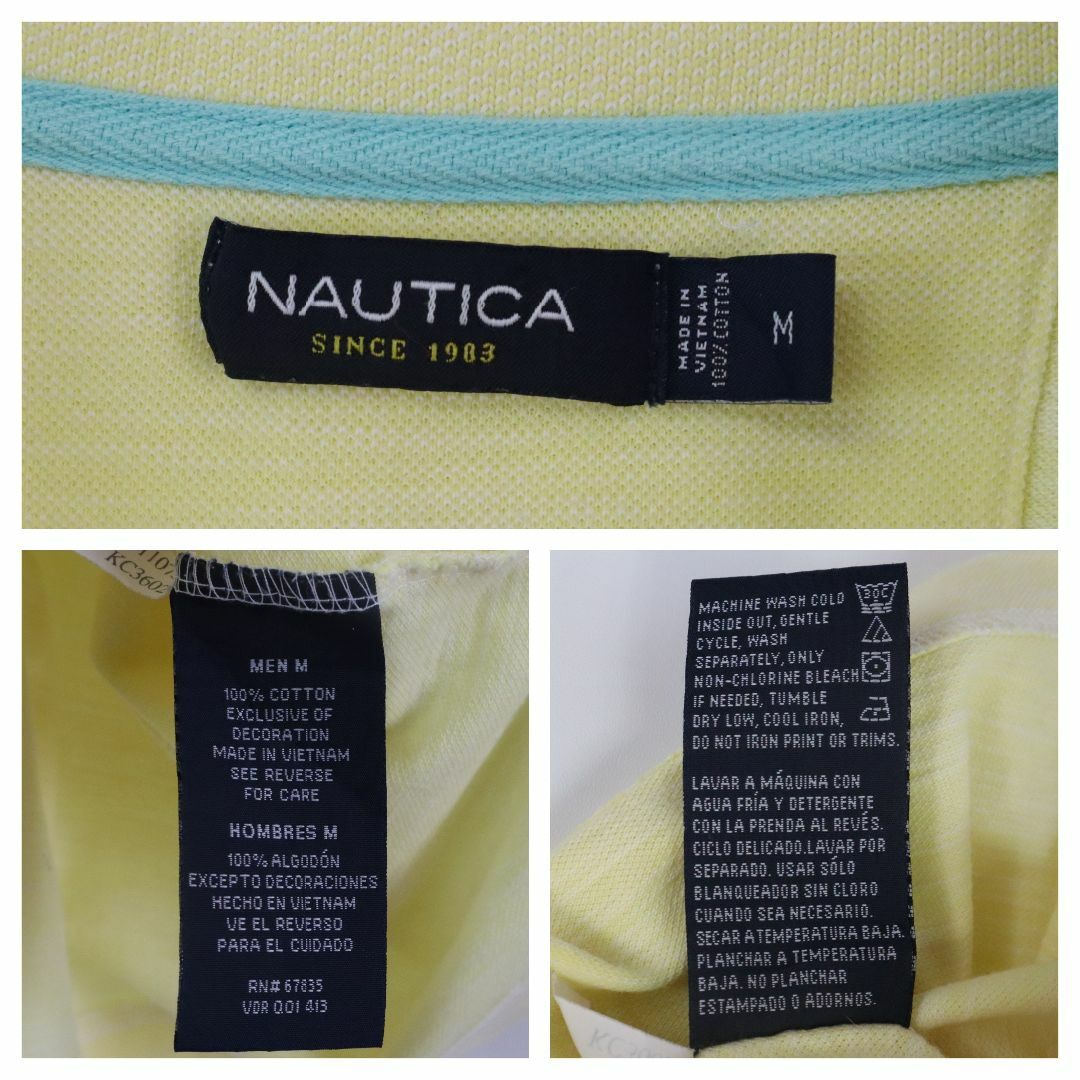 NAUTICA(ノーティカ)の【大人気】ノーティカ／ポロシャツ　刺繍ロゴ　鹿の子　イエロー　Mサイズ　無地 メンズのトップス(ポロシャツ)の商品写真