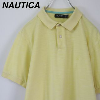 ノーティカ(NAUTICA)の【大人気】ノーティカ／ポロシャツ　刺繍ロゴ　鹿の子　イエロー　Mサイズ　無地(ポロシャツ)