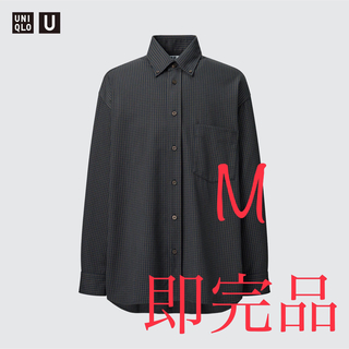 L【新品未使用】ユニクロU ツイルオーバーサイズチェックシャツ BLUE ③