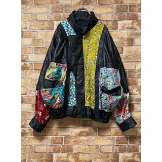 ヴィンテージレザージャケット 革ジャン シルク クレイジー ビッグシルエット