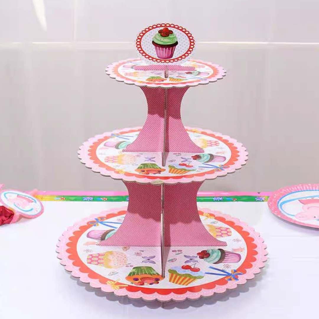 3段ケーキスタンドカップケーキ スタンド パルプ製 組立式アフタヌーンティー皿 インテリア/住まい/日用品のキッチン/食器(その他)の商品写真
