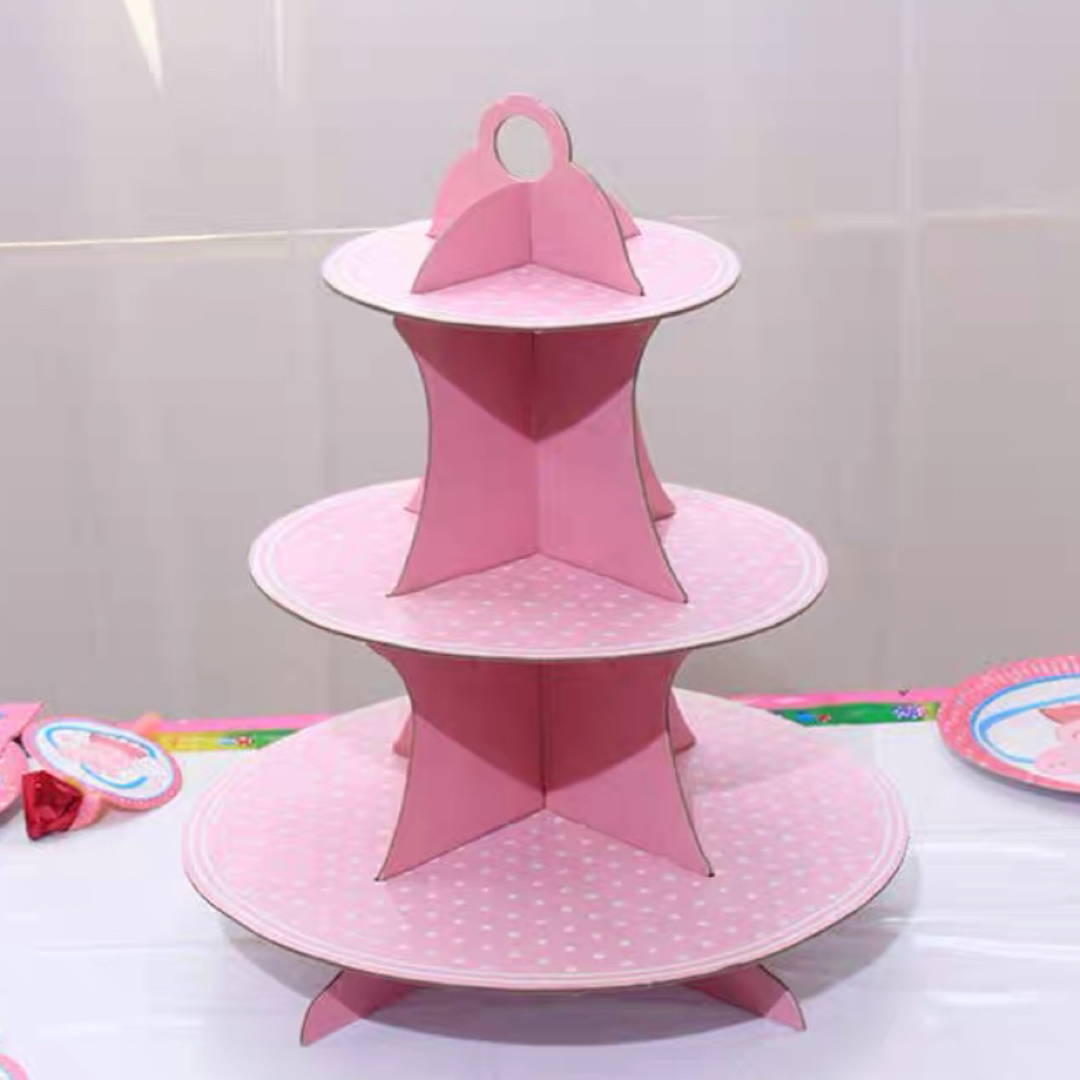 3段ケーキスタンドカップケーキ スタンド パルプ製 組立式アフタヌーンティー皿 | フリマアプリ ラクマ