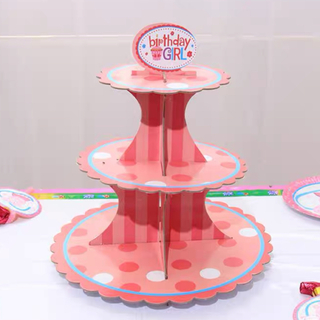 3段ケーキスタンドカップケーキ スタンド パルプ製 組立式アフタヌーンティー皿(その他)
