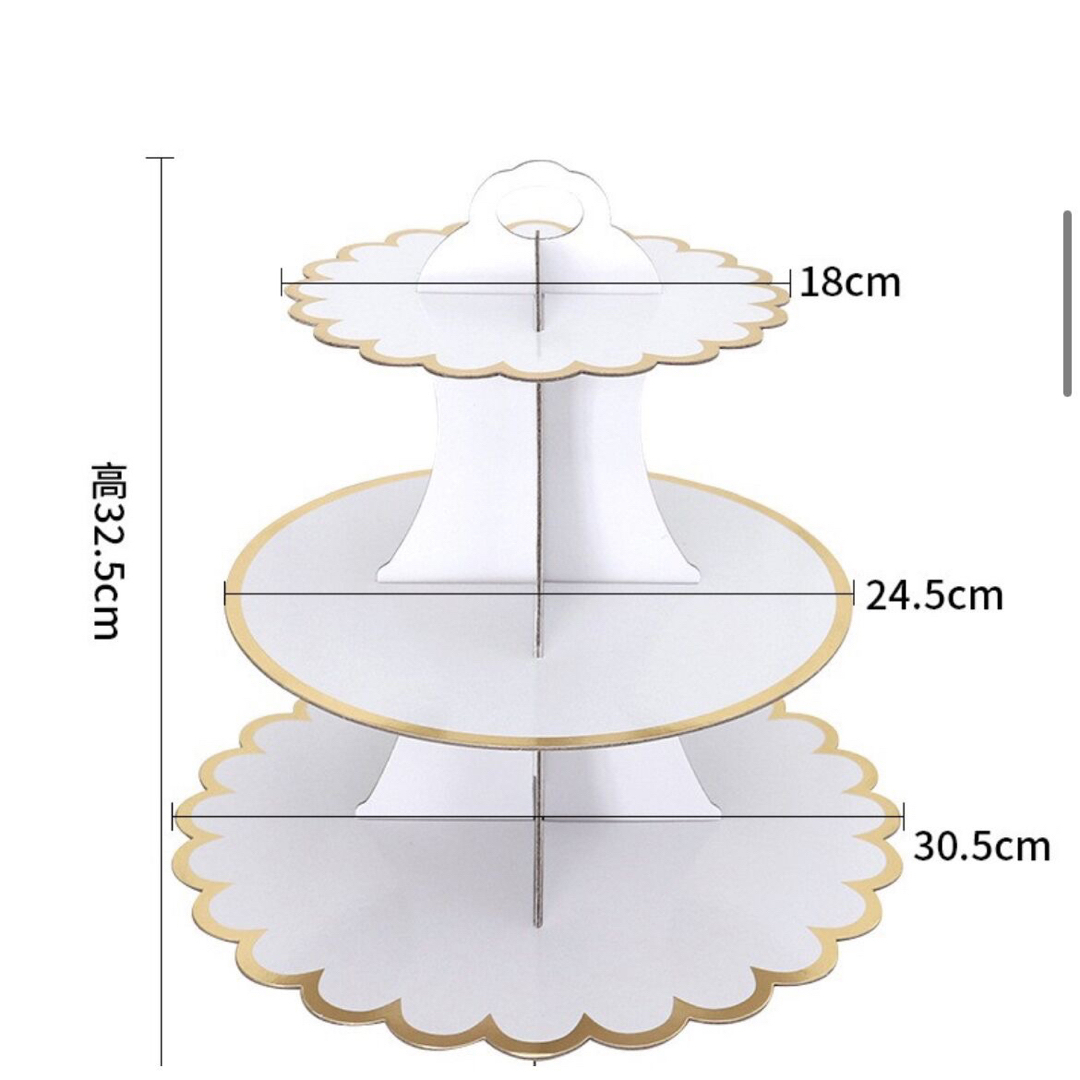 3段ケーキスタンドカップケーキ スタンド パルプ製 組立式アフタヌーンティー皿 インテリア/住まい/日用品のキッチン/食器(その他)の商品写真