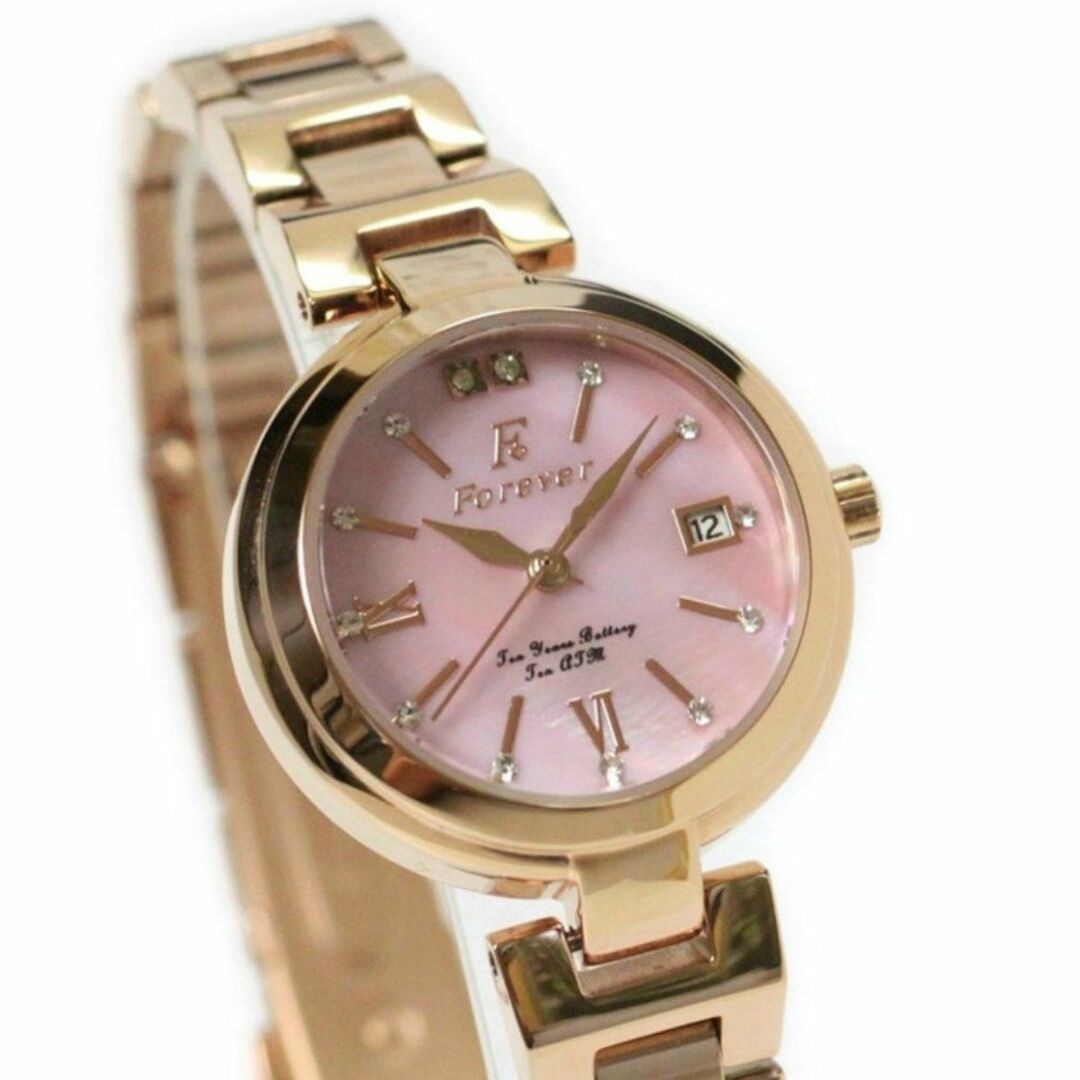 【色: ピンク/ピンク】レディース腕時計 １０気圧防水 １０年電池ムーブ搭載 簡
