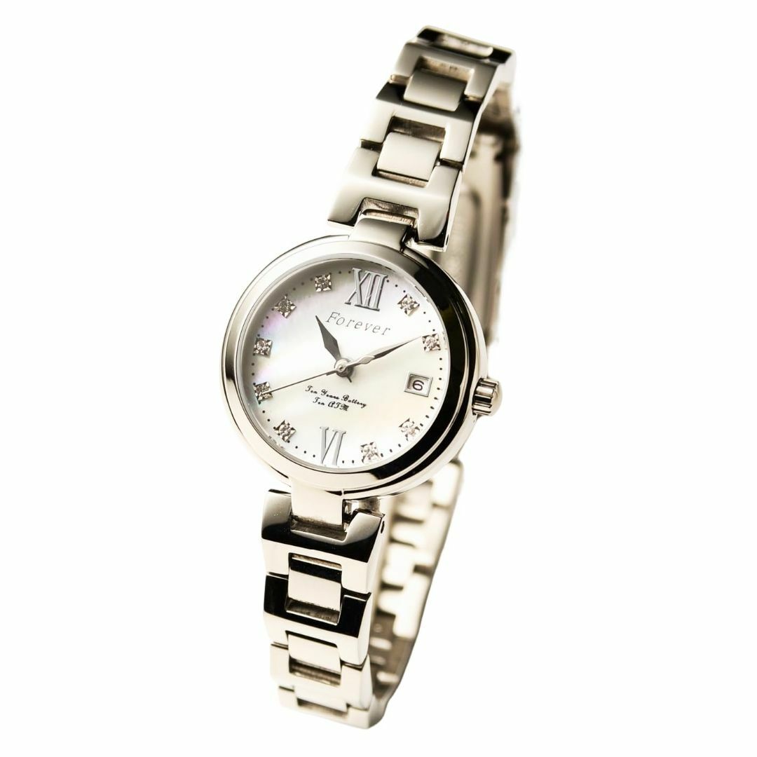 【色: ホワイト】レディース腕時計 １０気圧防水 １０年電池ムーブ搭載 簡易ベル