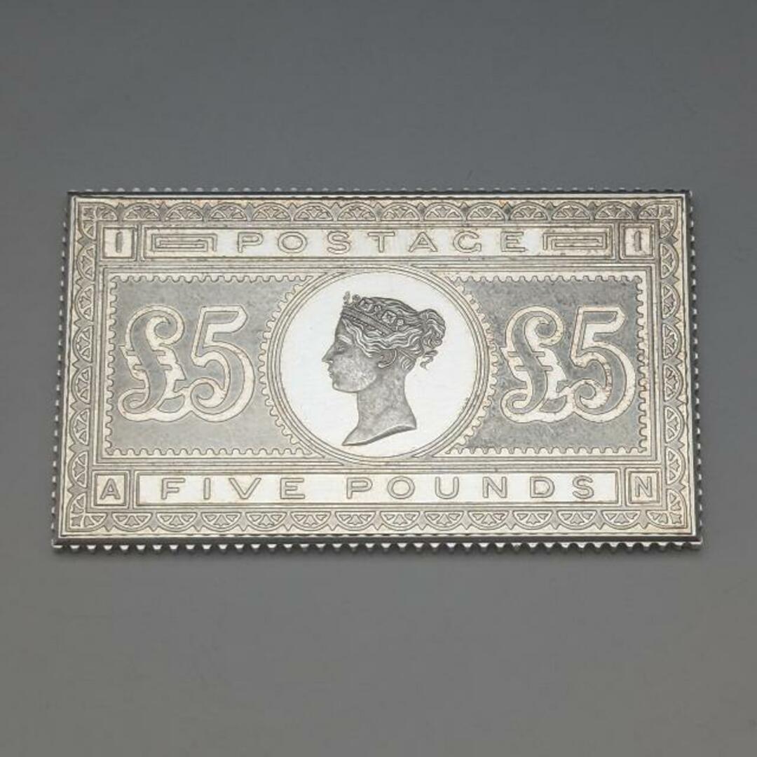 1977年 エリザベスⅡ世 戴冠25周年ジュビリー 純銀製 5ポンド切手レプリカ 40g