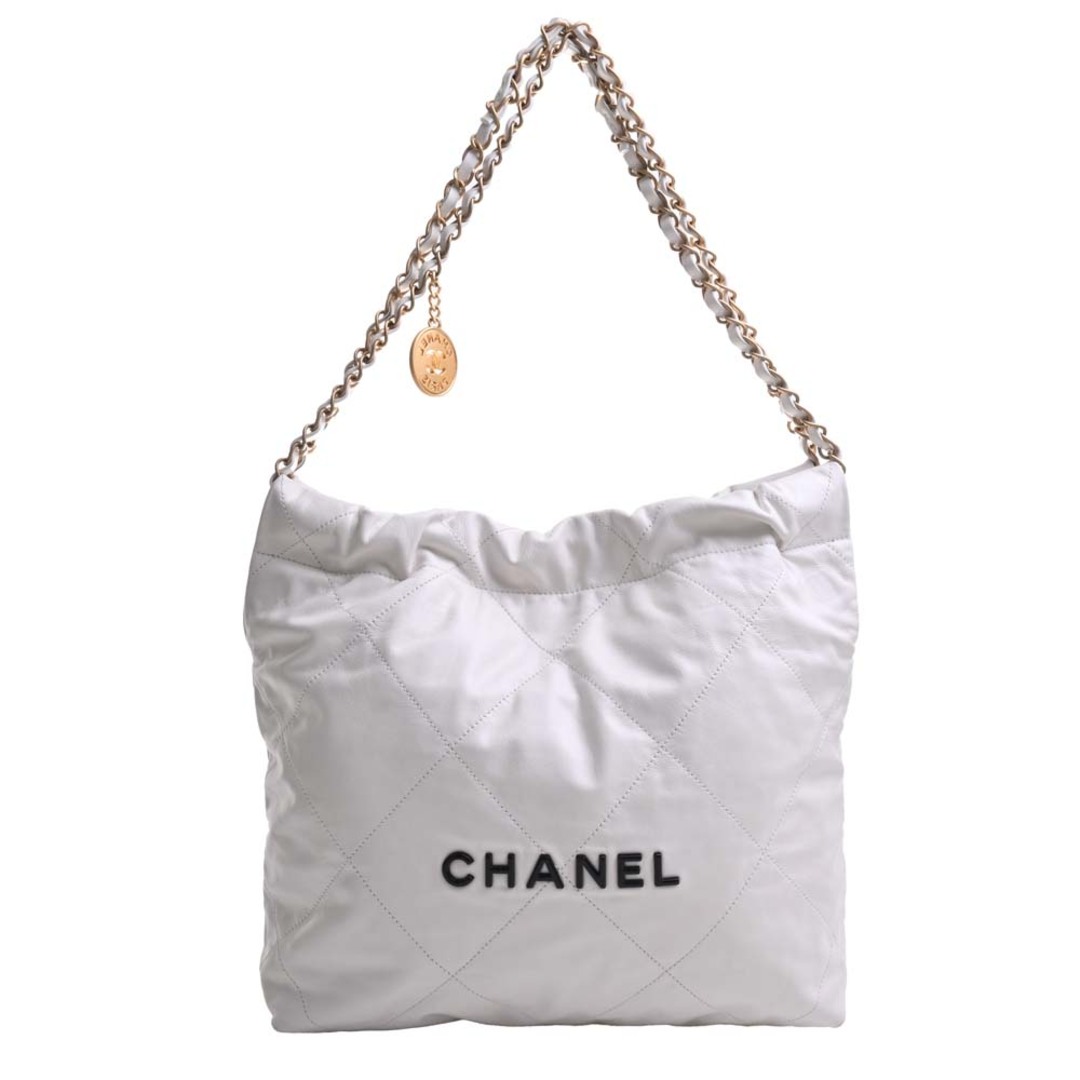 ショルダーバッグCHANEL シャネル レザー シャネル22 チェーン ショルダーバッグ - ホワイト by